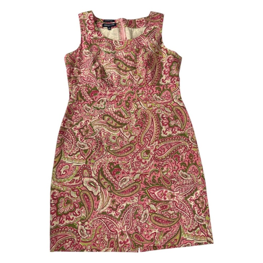 Jones New York Paisley Stretch Sleeveless Sheath Dress 14 - Picture 2 of 10